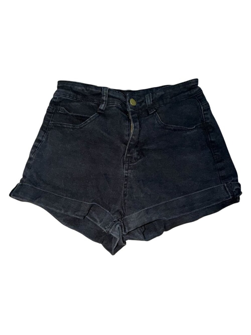 Unbranded Womens Cuffed Denim Shorts-Black-Size Small-GUC